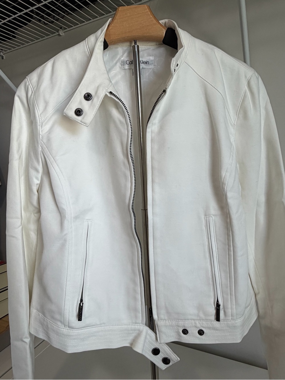 Women’s White Moto-Style Jacket - Picture 5 of 7